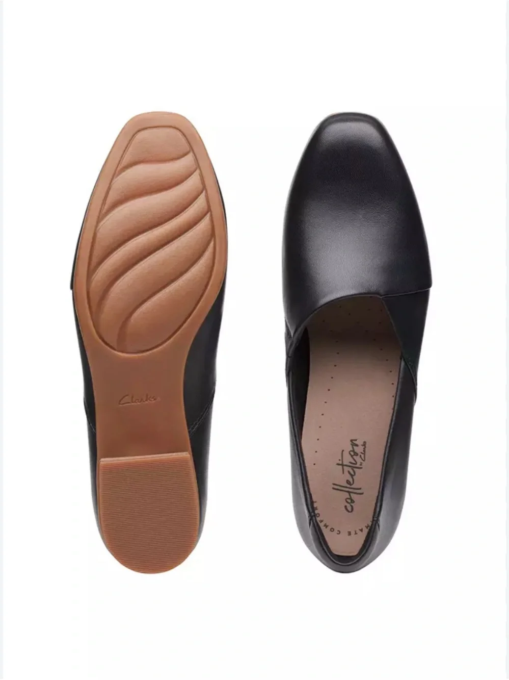 Clarks Black Leather Slip-On Flats